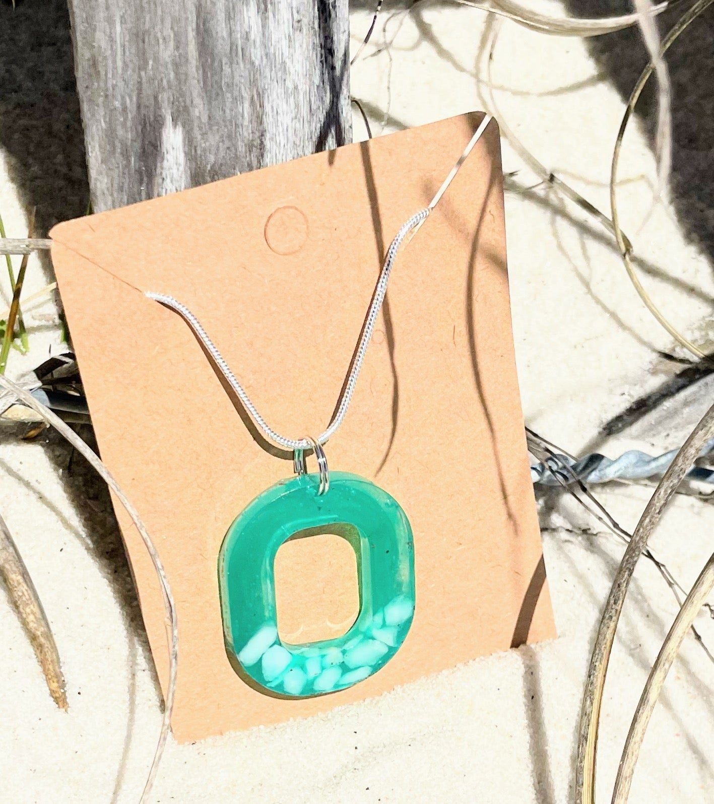 Sterling Silver Resin Pendant Necklace