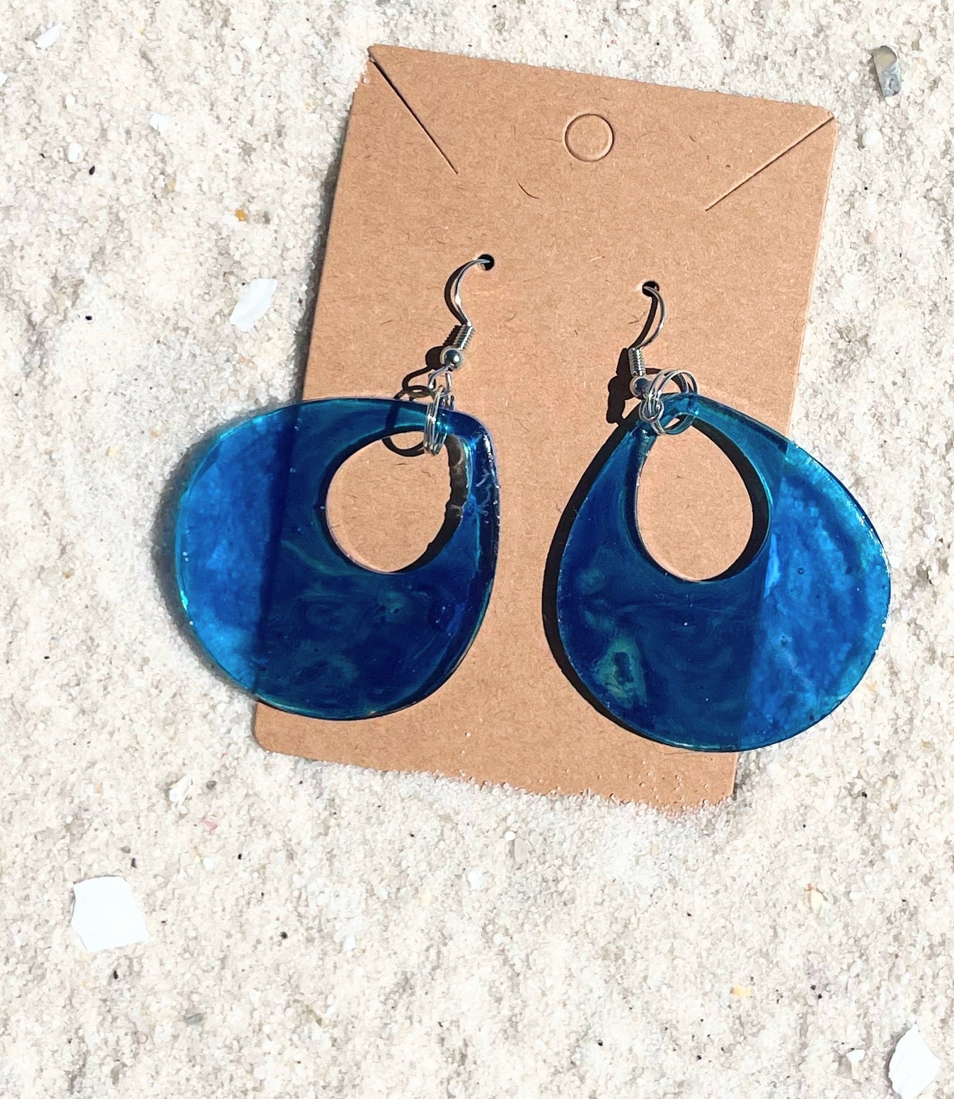 Blue Resin Drop Sterling Silver Earrings